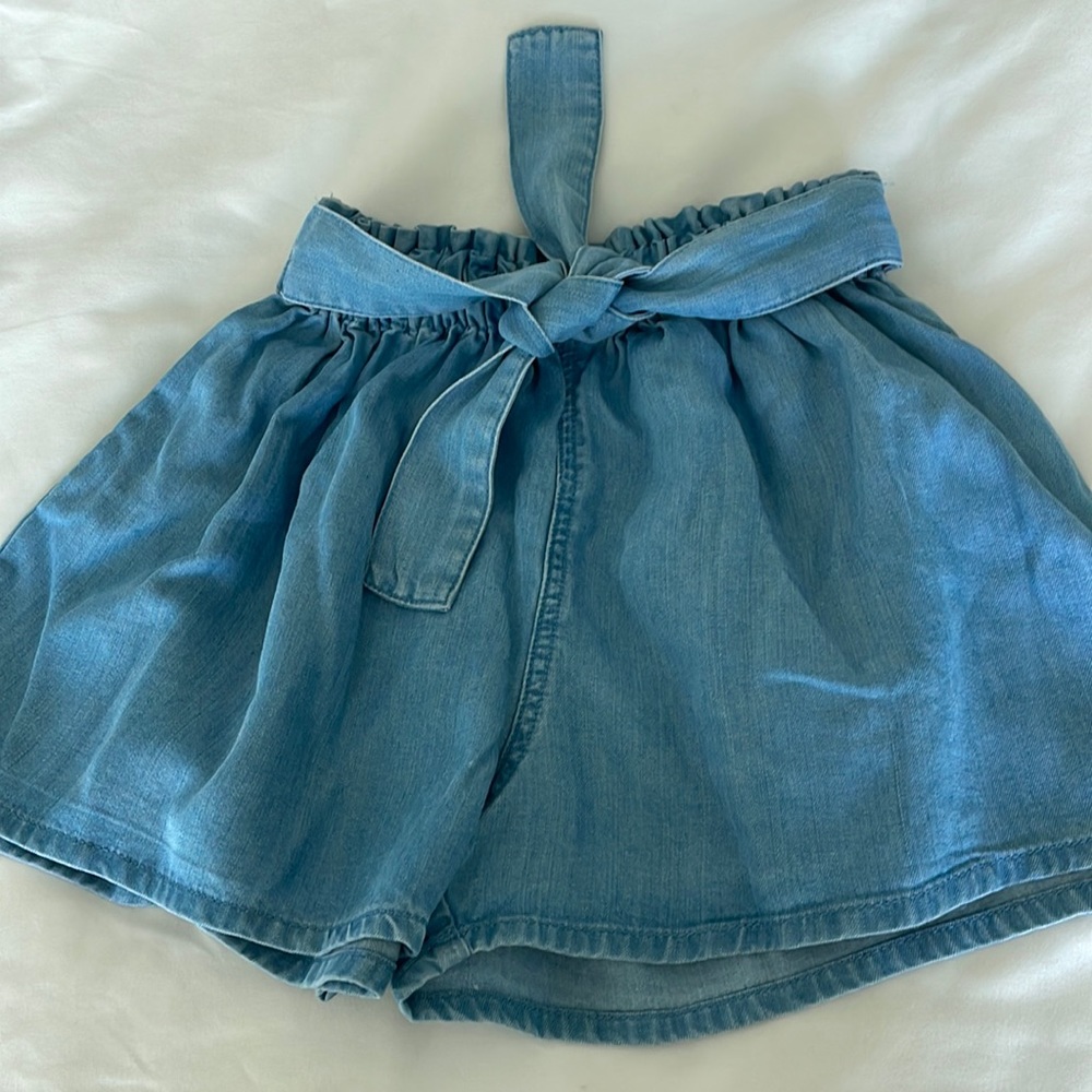 Zara Girls Chambray tie front shorts 2-3 years Brand New